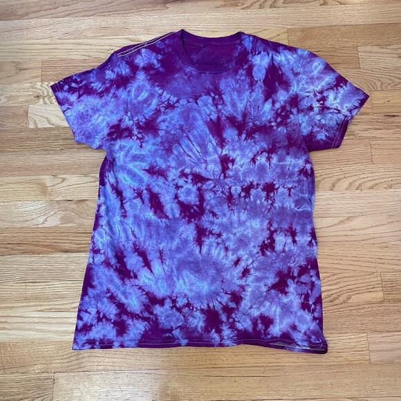handmade tie dyed unisex tshirt M purple crackle ice frost - Picture 2 of 8